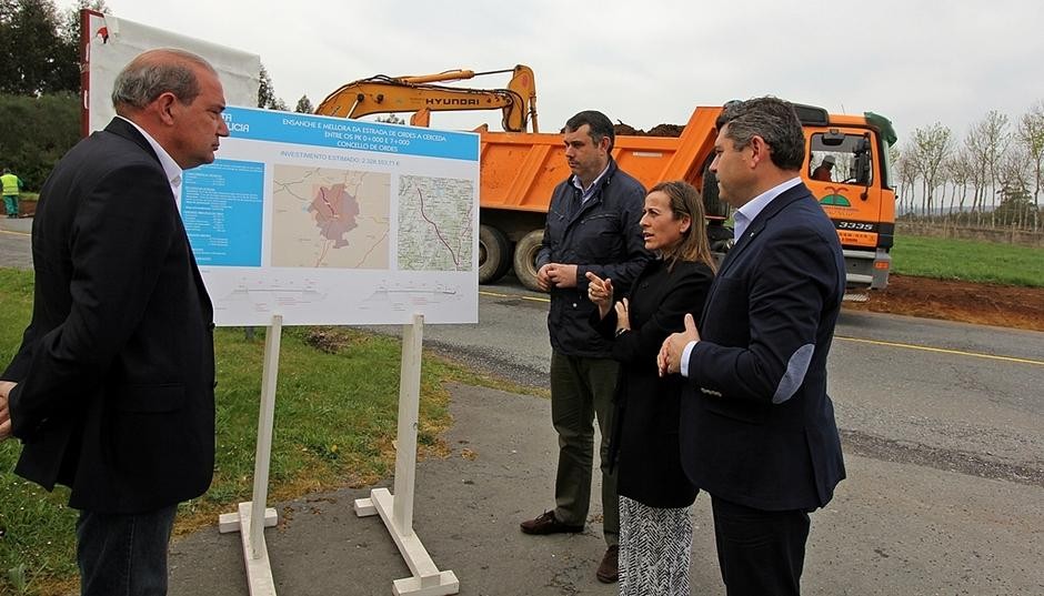Comezan as obras de mellora da estrada Ordes-Cerceda cun investimento de 2,3 millóns de euros
