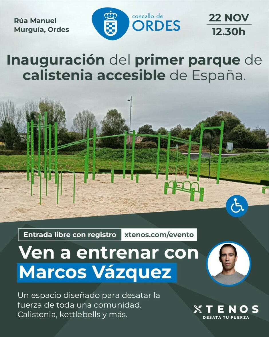 Ordes inaugura o primeiro parque de calistenia de España accesible para persoas con mobilidade reducida