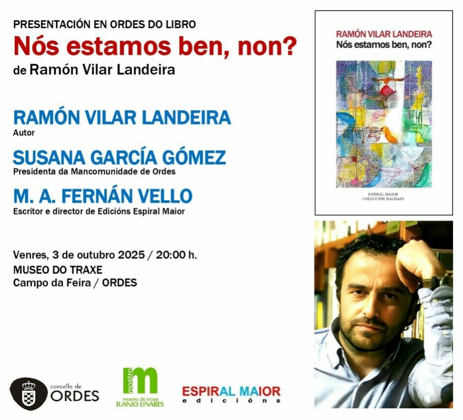 O escritor Ramón Vilar Landeira estará mañá venres no Museo do Traxe