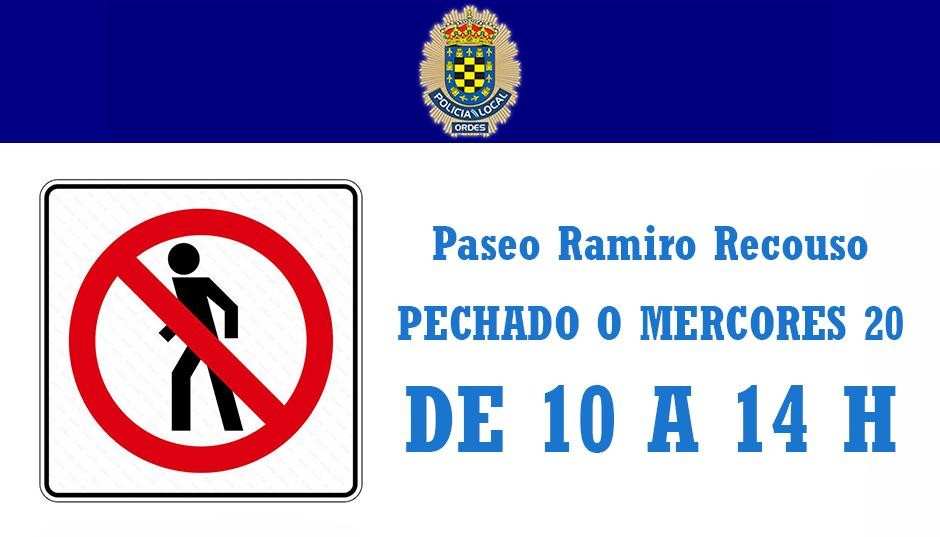PASEO RAMIRO RECOUSO PECHADO HOXE DE 10 A 14 H