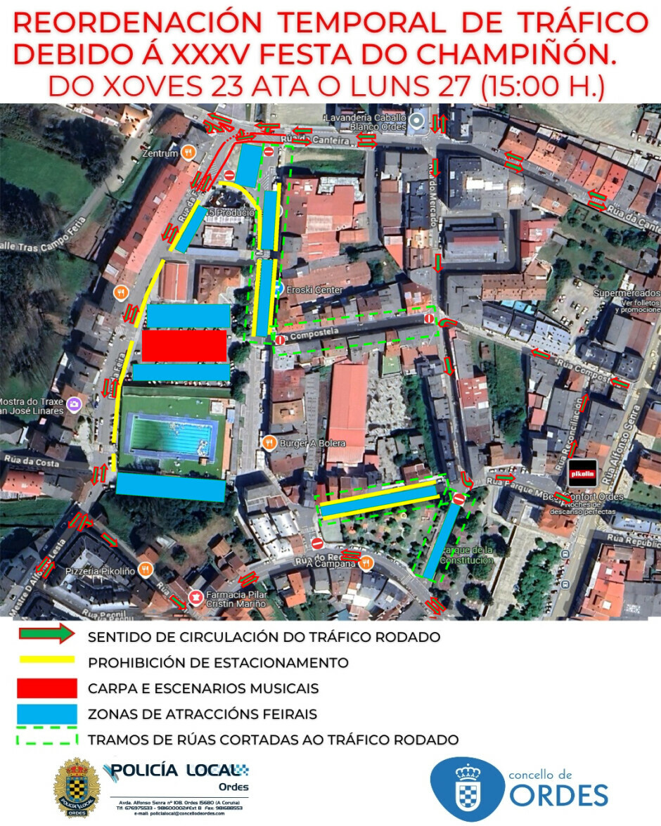 Reordenación temporal do tráfico pola Festa do Champiñón
