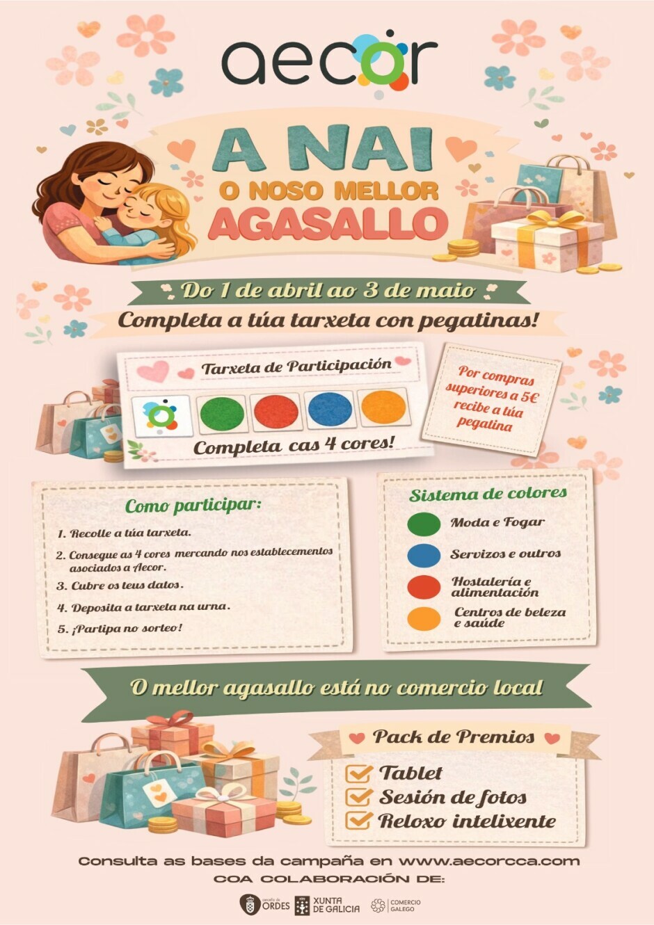 AECOR promove o comercio local con dúas campañas simultáneas co gallo do Día da nai e do libro
