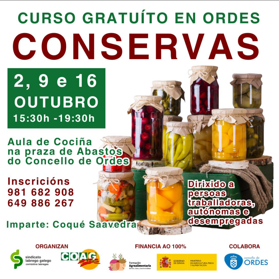 Curso gratuíto de conservas