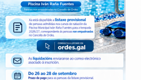 LISTAXE PROVISIONAL DOS CURSOS DE NATACIÓN 2026/27 PARA PERSOAS NON EMPADROADAS