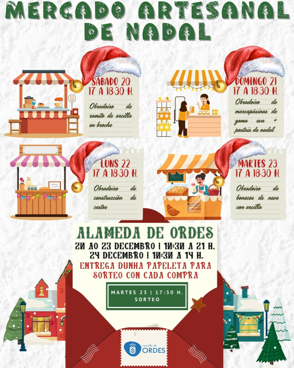 Este ano o mercado de Nadal de Ordes contará con obradoiros creativos para toda a familia