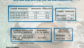 A tempada de verán da piscina do Muíño irá  do 20 de xuño ao 31 de agosto