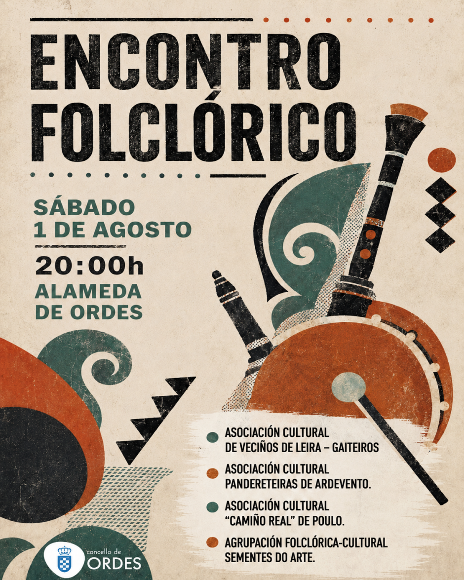 O Encontro Folclórico encherá de música e tradición a Alameda de Ordes