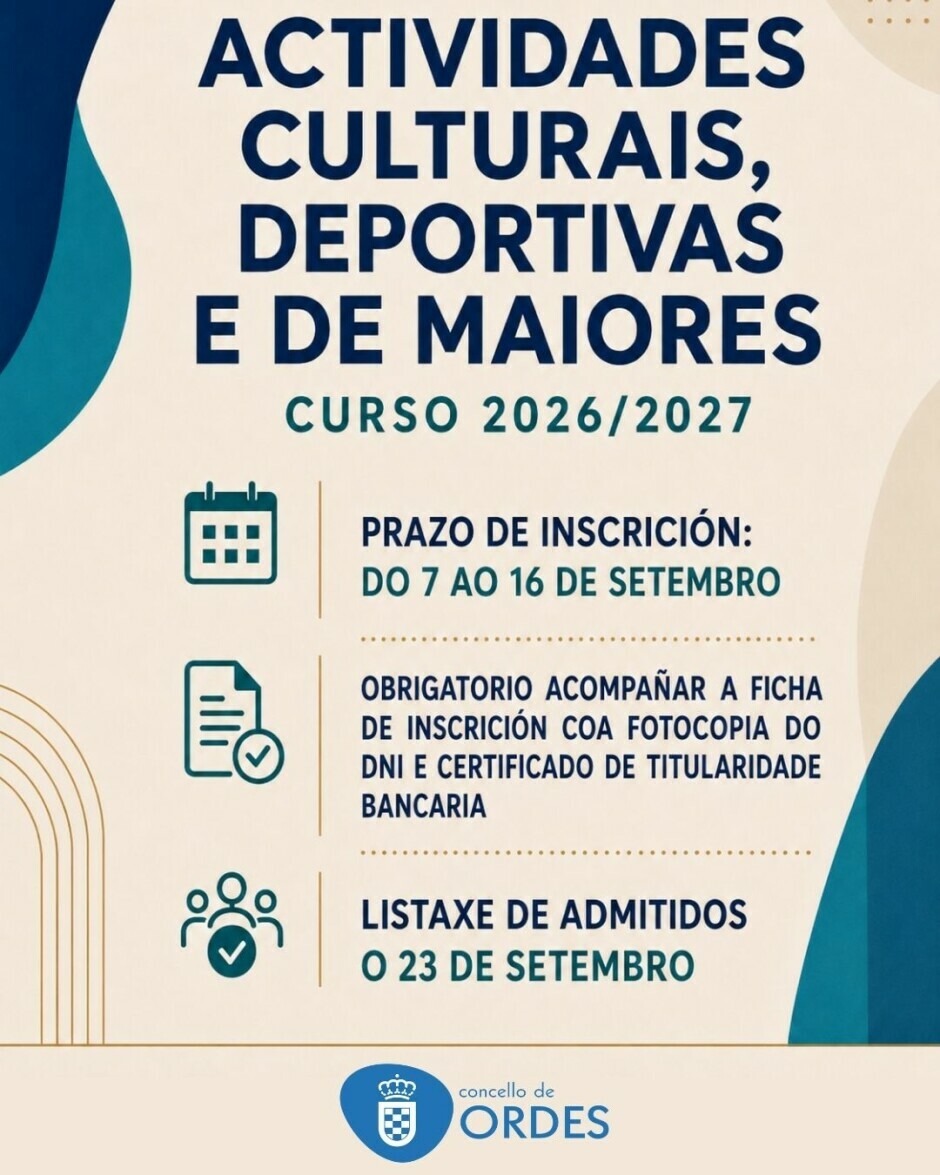 ACTIVIDADES CULTURAIS, DEPORTIVAS E DE MAIORES | CURSO 2026/2027