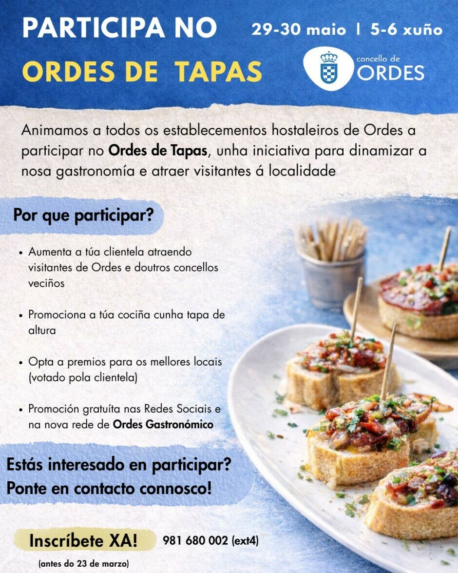 Novo concurso de tapas na hostalaría de Ordes