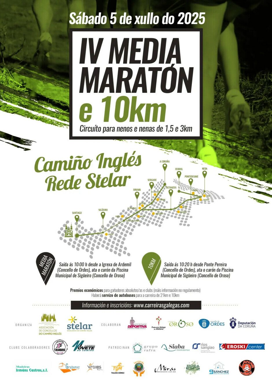 Aberta a inscrición para a IV Media Maratón e 10 km Camiño Inglés-Rede Stelar
